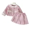 Conjunto de Saia e Jaqueta Estilo Coco Chanel para Menina Princesa 2026 Outono Novo Estilo Coreano Moda Infantil Conjunto de Duas Peças Tendência