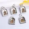 Pulseira de Contas Budista Xizang Prata Bicolor Mantra de Seis Caracteres com Escrituras de Nuvem, Contas Soltas Bodhi Estrela e Lua Perfuradas, Contas Redondas