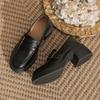 Sapatilhas Femininas de Outono Mocassins de Sola Grossa Sapatos Profissionais Britânicos Femininos Sapatos Pequenos de Couro Retro Confortáveis para Faculdade para Mulheres