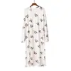 Bata Larga de Modal con Estampado de Panda para Mujer, Primavera y Verano, Delgada, Dibujos Animados, Cuello Redondo, Casual, Pijama Extendido