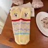 Calcetines de dormir de forro polar de coral con diseño de oso hasta la mitad de la pantorrilla, engrosados y cálidos para otoño e invierno, calcetines de piso de felpa con dibujos animados lindos para mujer, calcetines para el hogar