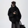 Moletom Cardigan Pesado Americano Masculino Inverno Tendência Marca Estilo Preguiçoso Jaqueta com Capuz High Street Bonito Casual Hoodie de Gola Alta