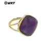 WT-R564 Dogsome Design Quadrado Pequeno Pedra Tianhe Pedra Brilhante Banhado a Ouro 18k Anel Neutro Retrô Joia