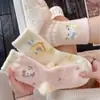Calcetines para Niñas Estilo Otoño e Invierno Dibujos Animados Rosa Gato Kt Niños Engrosados Felpa Cálidos Felpa Calcetines de Tubo Medio para Bebés
