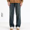 Ceecuz Otoño e Invierno Nuevo Estilo Americano Retro Lavado Viejo Casual Jeans Rectos para Hombre Pantalones Largos Sueltos de Pierna Ancha