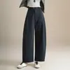 Drapeado, modelador, cintura alta, coleção outono 2026, calça feminina cropped de perna larga, solta, que valoriza a altura, modeladora, perna reta, calça balloon casual