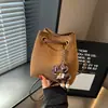 Cross2026 Otoño Nuevo Bolso Cubo Coreano para Mujer Moda Versátil Simple de Mano Retro Hombro Cruzado