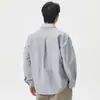 Camisa de Manga Larga para Hombre Holgada Casual Ropa de Otoño Algodón Puro Color Sólido Falso Dos Piezas Superior Estilo Ligero Maduro Camisa Chaqueta con Solapa
