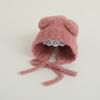 Gorro de punto para niños de otoño e invierno, estilo occidental, para niños y niñas, con protección para los oídos, gorro de viaje con correa de lana, bonito gorro de peluche