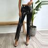 9036Pd Nazada Exportación Europea y Americana Nuevo Producto Amazon Color Brillante Cuero PU Personalizado Pantalones Ajustados con Abertura Pantalones Casuales