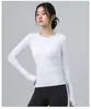 Procesamiento personalizado, directo de fábrica, admite pedidos personalizados basados en dibujos y muestras. Top deportivo de manga larga para yoga, deportes y fitness para mujer