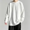 Camiseta de manga larga de otoño, diseño estampado, talla grande, para adolescentes, cuello redondo de hombre, simple y de corte holgado, top moderno