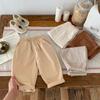 Pantalones de Color Sólido Estilo Coreano Bolsillo de Parche en la Rodilla para Bebé Pantalones Casuales Tejidos Pantalones de Moda Handsome para Niño Otoño Combinación Total