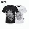 Camiseta Masculina Philip Plank Pp da Marca Tendência Amazon Aliexpress com Estampa de Caveira e Strass, Manga Curta, Dropshipping