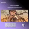 Alfombrilla de ratón de anime de chica bidimensional, grande, engrosada, con borde antideslizante y bloqueo de borde, protección de muñeca para juegos de ordenador, alfombrilla para teclado, alfombrilla de escritorio