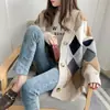 Abrigo-suéter de mujer de punto casual, estilo coreano holgado, moderno y elegante, para principios de otoño 2022, rojo grueso, talla única