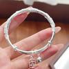 Pulsera de Plata Pura con Flor y Mariposa para Mujer, Plata de Ley 999, Pulsera Única de Lirio del Valle, Regalo de San Valentín para Novia