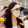 Máscara de Proteção Solar para Mulheres 2026 Novo Verão Chapéu de Sol de Rosto Inteiro Proteção UV Integrada Máscara Facial de Seda Gelada com Alça nas Orelhas