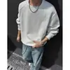 Sudadera gris extremadamente elegante con cuello redondo para hombre y mujer, top casual de estilo coreano holgado para otoño e invierno, ideal para personas petite