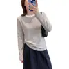 Nueva Camiseta de Manga Larga a Rayas Estilo Coreano Simple para Mujer Otoño 2026, Corte Holgado, Adelgazante, Cuello Redondo, Camiseta Base de Algodón para Vestir en Capas