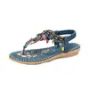 Sandálias Romanas com Contas de Comércio Exterior, tamanhos 36-41, novo estilo de verão, sola plana macia, chinelos casuais, sandálias de praia estilo étnico