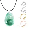 Colgante de Plata Esterlina S925 Cierre de Metal Clip en Forma de U DIY Hecho a Mano Colgante de Jade Guanyin Colgante de Jade Cierre de Cristal de Jadeíta