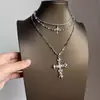 Collar con Colgante Cruzado de Doble Capa Estilo Dulce y Fresco para Mujer, Cadena para Clavícula de Personalidad Única, Cadena de Cuello Versátil Simple y Elegante