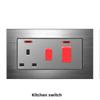 Versión Hong Kong y Macao enchufe británico 13A con carga rápida USB tipo-c enchufe cuadrado estándar británico panel de aluminio cepillado gris