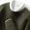 Suéter Grueso de Cachemira para Hombre Otoño e Invierno Pulóver de Cuello Redondo para Hombre Camiseta Base Color Sólido Simple Versátil Prendas de Punto Casuales