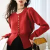 Cardigan Tricot Vintage Chanel Francês Outono Inverno Novo Design Coreano Senso de Estilo Temperamento Estilo Suave Botão Único Versátil