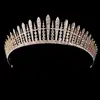 Corona de aleación con incrustaciones de diamantes para novia y boda europea y americana, diadema, modelo, actuación en pasarela, corona de princesa de cristal de lujo, tocado