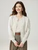 Cárdigan de punto jacquard hueco de cachemira para mujer, cuello redondo, manga larga, tapeta de encaje, otoño/invierno, abotonado, chaqueta estilo Coco Chanel