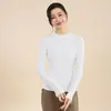 Camiseta Base de Punto de Manga Larga para Mujer, Ajustada, Cuello Medio Alto, Adelgazante, Básica para Primavera y Otoño
