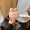 Bolsa Infantil de Princesa Novo Laço Mini Pu Pequena Bolsa Quadrada Família Menina Transversal Porta-Moedas Bolsa para Batom