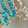 Pulseira de Concha Estrela-do-Mar Azul para Meninas Praia Única Linda Boêmia Acessório de Alto Padrão Nicho Joia de Mão para Feriado