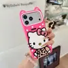 Funda de Lunares con Orejas de Gato KT para iPhone 17 Pro Max, Funda para Teléfono Apple 18 con Colgante KT Hueco, Linda para iPhone 16