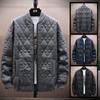 Chaqueta de cuadros de diamantes gruesa con forro polar para hombre, otoño e invierno de 2023, abrigo acolchado de algodón con cuello alto ajustado de talla grande de comercio exterior