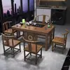 Nuevo Estilo Chino Madera Maciza Oficina Hogar Apartamento Pequeño Mesa de Té Kung Fu Estación de Preparación de Té de Alta Calidad Juego de Mesa y Sillas para Beber Té en el Balcón