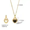 Collar de Acero de Titanio Doble Cara Negro y Blanco con Forma de Corazón para Mujer, Joyería de Acero de Titanio Ecológica