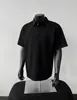 Camisa Polo Masculina Estilo Americano de Ombro Reto e Manga Curta, Camisa Pesada de Verão com Gola Reversível, Mangas Raglan, Corte Clean de Meia-Manga