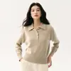 Cheio de elegância~Suéter de cashmere liso com decote V para mulheres, novo estilo outono e inverno, blusa de tricô com gola alta