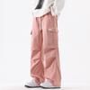 Pantalones Cargo de Pierna Ancha Unisex Estilo Nuevo Pantalones de Múltiples Bolsillos para Pareja Moda Retro High Street Pantalones Rectos Plisados Pantalones Casuales para Mujer Hombre