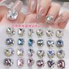 Arte de uñas Pila de cristal Luz de diamante Lujo super brillante Forma de corazón Rectangular Ángulo recto Incrustado a mano Decoraciones de uñas de perla al por mayor
