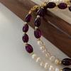 Collar de Perlas Amatista Verano de Agua Dulce Gama Alta Vintage Colgante Gota de Agua Cadena de Lana Accesorios sin Color para Mujer Productos Nuevos