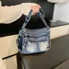 Bolso de mezclilla lavado de moda estilo coreano con bloques de color modernos 2026 nuevo bolso cuadrado pequeño ligero bolso cruzado casual para mujer