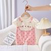 Roupas de Bebê Verão Fino Menina Bebê Manga Curta Harper Gatinho Fofo Roupa de Escalada para Bebê de 0-2 Anos Roupas de Corpo de Bebê