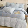 Juego de Ropa de Cama de Lujo de Cuatro Piezas con Forro Polar de Invierno, Nuevo Juego de Sábana y Funda de Edredón Gruesa y Cálida de Terciopelo de Leche 2025