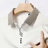 Camisa Polo de Manga Larga con Cuello de Tijera para Hombre, Primavera y Otoño 2025, Camiseta Casual de Color Sólido con Cuello de Solapa para Hombre de Mediana Edad, Moda Masculina, En Stock Transfronterizo