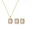 Cadena para Clavícula Cuadrada Pequeña de Diamantes Estilo Británico Retro Transfronterizo Lujo Ligero Gama Alta Colgante Redondo Collar de Zirconia