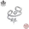 Avale Aretes Originales Individuales de Plata Esterlina S925 de Estrella Simples de Línea de Cuerda Zircón Clip para Hueso de la Oreja Aretes Individuales